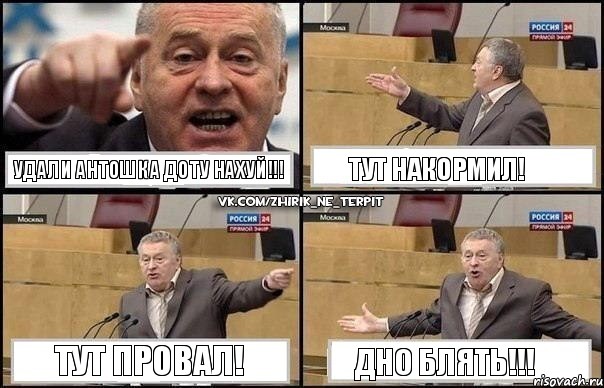 Удали антошка доту нахуй!!! тут накормил! тут провал! дно блять!!!, Комикс Жириновский