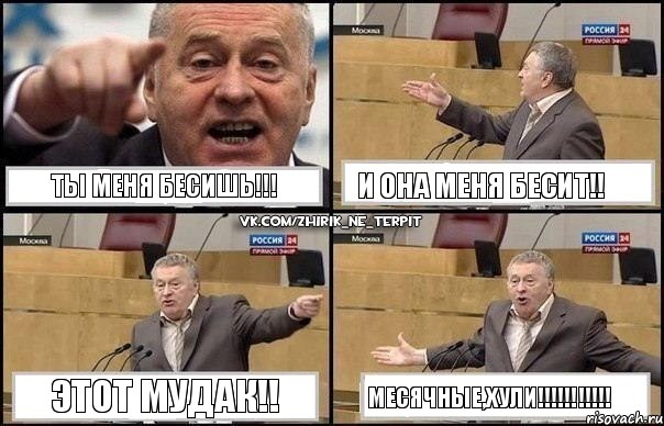 ты меня бесишь!!! и она меня бесит!! этот мудак!! месячные,хули!!!, Комикс Жириновский