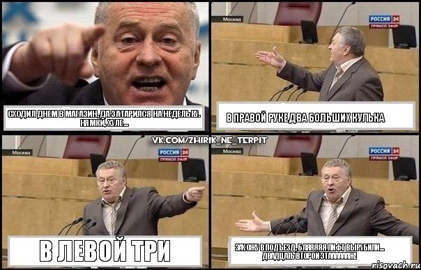 Сходил днем в магазин, да затарился на недельку. Нямки, хуле... В правой руке два больших кулька В левой три Захожу в подъезд, бляяяяя лифт вырубили...
двадцать второй этааааааж!, Комикс Жириновский