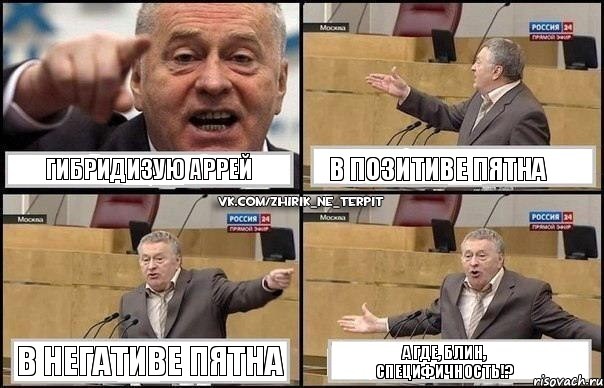 Гибридизую аррей В позитиве пятна В негативе пятна А где, блин, специфичность!?, Комикс Жириновский