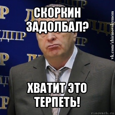 скоркин задолбал? хватит это терпеть!, Мем Хватит это терпеть (Жириновский)