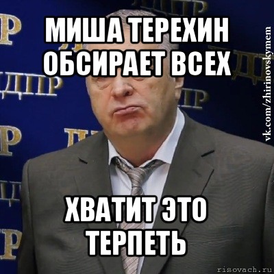 миша терехин обсирает всех хватит это терпеть, Мем Хватит это терпеть (Жириновский)