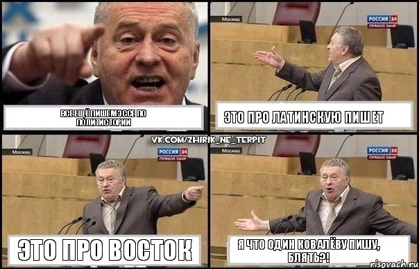 Все ещё пишем эссе по
политистории Это про Латинскую пишет Это про Восток Я что один Ковалёву пишу, блять?!, Комикс Жириновский