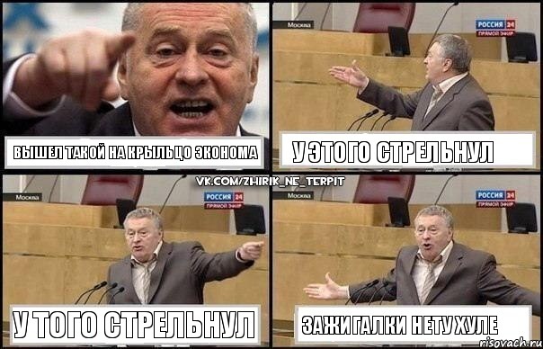 вышел такой на крыльцо эконома у этого стрельнул у того стрельнул зажигалки нету хуле, Комикс Жириновский