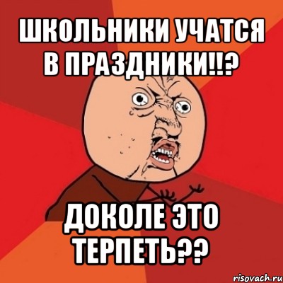 школьники учатся в праздники!!? доколе это терпеть??, Мем Почему