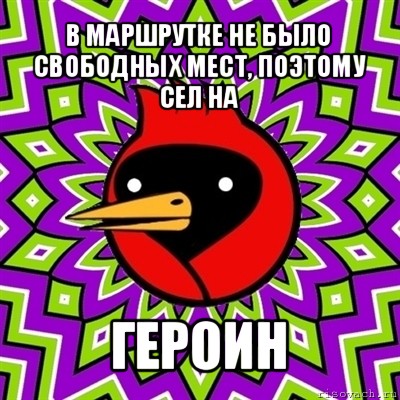 в маршрутке не было свободных мест, поэтому сел на героин, Мем Омская птица