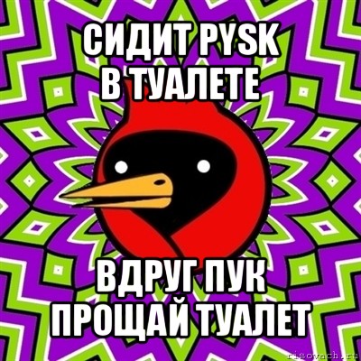 сидит pysk
в туалете вдруг пук
прощай туалет, Мем Омская птица