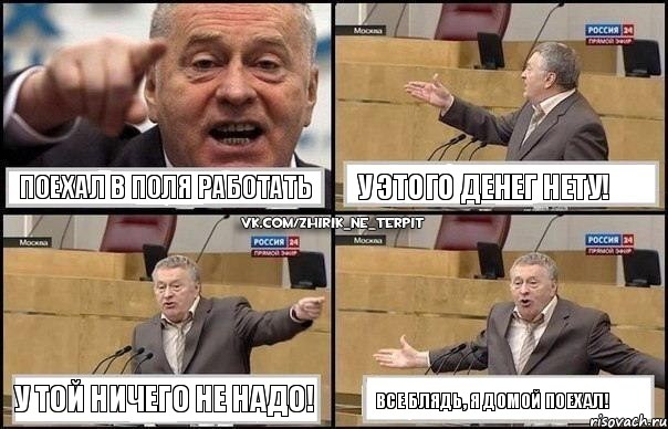 Поехал в поля работать У этого денег нету! У той ничего не надо! Все блядь, я домой поехал!, Комикс Жириновский