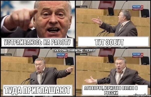 Устраиваюсь на работу Тут зовут Туда приглашают А говорят, юристов полно в России, Комикс Жириновский