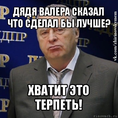 дядя валера сказал что сделал бы лучше? хватит это терпеть!, Мем Хватит это терпеть (Жириновский)