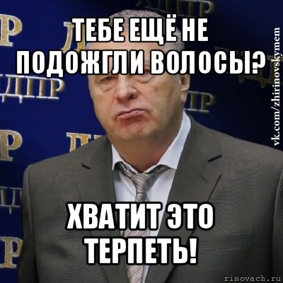 тебе ещё не подожгли волосы? хватит это терпеть!, Мем Хватит это терпеть (Жириновский)