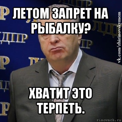 летом запрет на рыбалку? хватит это терпеть., Мем Хватит это терпеть (Жириновский)