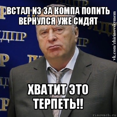 встал из за компа попить вернулся уже сидят хватит это терпеть!!, Мем Хватит это терпеть (Жириновский)