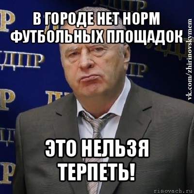 в городе нет норм футбольных площадок это нельзя терпеть!, Мем Хватит это терпеть (Жириновский)