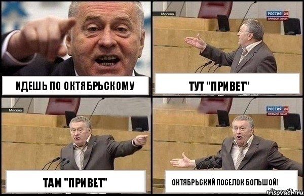 Идешь по Октябрьскому Там "привет" Тут "привет" Октябрьский поселок большой!, Комикс Жириновский