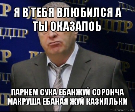 я в тебя влюбился а ты оказалоь парнем сука ебанжуй соронча макруша ебаная жуй казилльки, Мем Хватит это терпеть (Жириновский)