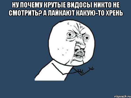 ну почему крутые видосы никто не смотрить? а лайкают какую-то хрень , Мем Ну почему