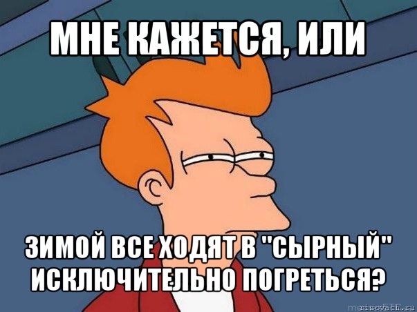 мне кажется, или зимой все ходят в "сырный" исключительно погреться?, Мем  Фрай (мне кажется или)