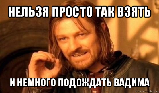 нельзя просто так взять и немного подождать вадима, Мем Нельзя просто так взять и (Боромир мем)