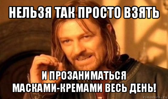 нельзя так просто взять и прозаниматься масками-кремами весь день!, Мем Нельзя просто так взять и (Боромир мем)