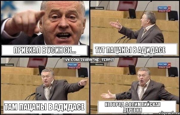 Приехал в Усинск... Тут пацаны в адидасе Там пацаны в адидасе Не город а олимпийская деревня, Комикс Жириновский