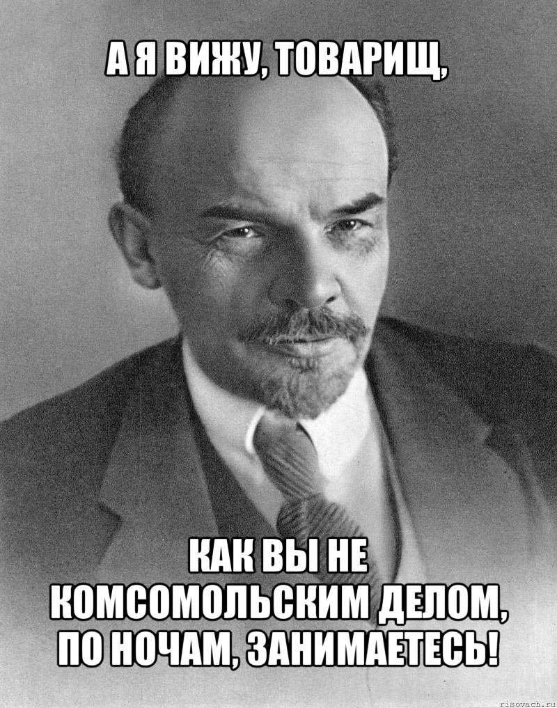 а я вижу, товарищ, как вы не комсомольским делом, по ночам, занимаетесь!