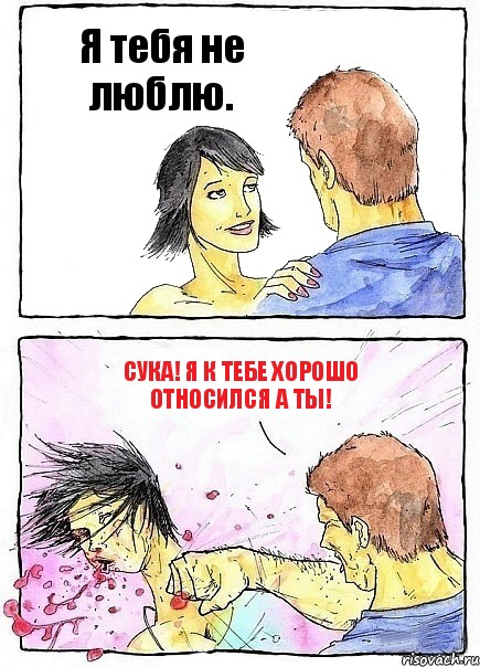 Я тебя не люблю. Сука! я к тебе хорошо относился а ты!