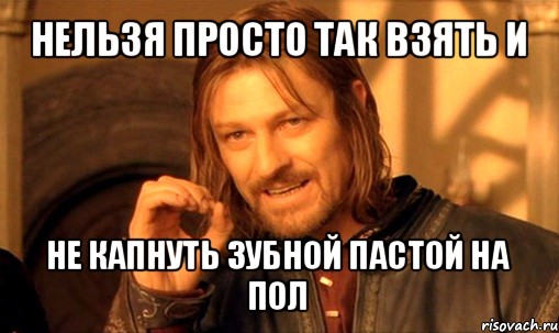 нельзя просто так взять и не капнуть зубной пастой на пол, Мем Нельзя просто так взять и (Боромир мем)