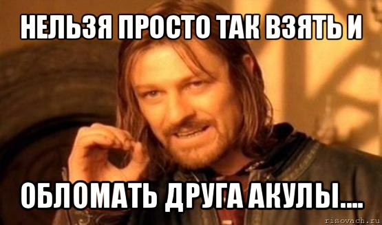 нельзя просто так взять и обломать друга акулы...., Мем Нельзя просто так взять и (Боромир мем)