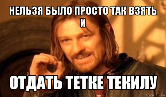 нельзя было просто так взять и отдать тетке текилу, Мем Нельзя просто так взять и (Боромир мем)