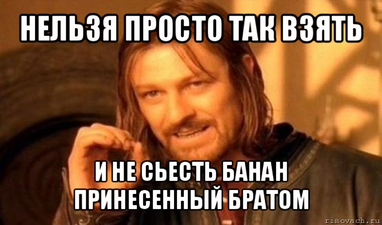 нельзя просто так взять и не сьесть банан принесенный братом, Мем Нельзя просто так взять и (Боромир мем)