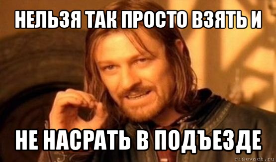 нельзя так просто взять и не насрать в подъезде, Мем Нельзя просто так взять и (Боромир мем)