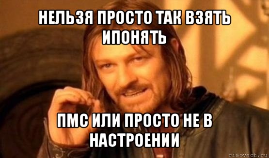 нельзя просто так взять ипонять пмс или просто не в настроении, Мем Нельзя просто так взять и (Боромир мем)