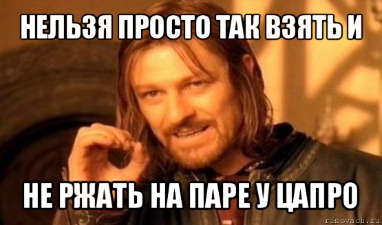 нельзя просто так взять и не ржать на паре у цапро, Мем Нельзя просто так взять и (Боромир мем)