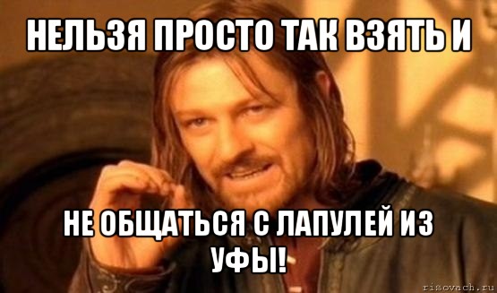 нельзя просто так взять и не общаться с лапулей из уфы!, Мем Нельзя просто так взять и (Боромир мем)