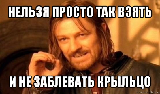 нельзя просто так взять и не заблевать крыльцо, Мем Нельзя просто так взять и (Боромир мем)