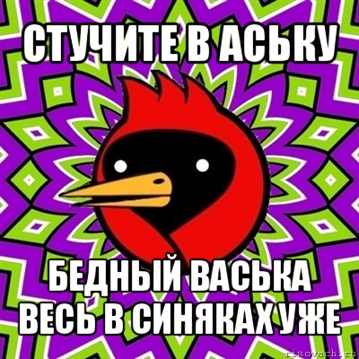 стучите в аську бедный васька весь в синяках уже, Мем Омская птица