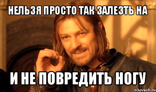 нельзя просто так залезть на и не повредить ногу, Мем Нельзя просто так взять и (Боромир мем)