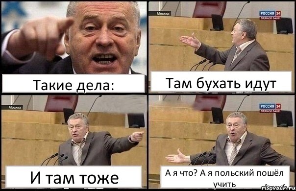 Такие дела: Там бухать идут И там тоже А я что? А я польский пошёл учить, Комикс Жириновский