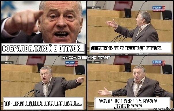 Собрался, такой в отпуск... отпускные - то за неделю ДО отпуска то через неделю ПОСЛЕ отпуска... а хуле в отпуске без бабла делать ?!?!?, Комикс Жириновский