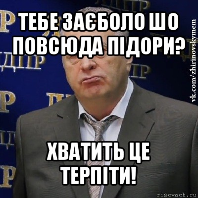 тебе заєболо шо повсюда підори? хватить це терпіти!, Мем Хватит это терпеть (Жириновский)