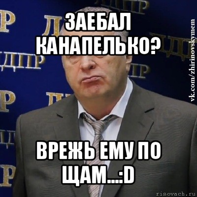 заебал канапелько? врежь ему по щам...:d, Мем Хватит это терпеть (Жириновский)