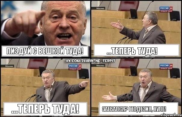 Пиздуй с вешкой туда! ...теперь туда! ...теперь туда! Заебался? Геодезия, хуле!, Комикс Жириновский