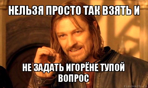 нельзя просто так взять и не задать игорёне тупой вопрос, Мем Нельзя просто так взять и (Боромир мем)