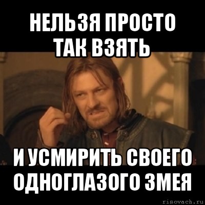 нельзя просто так взять и усмирить своего одноглазого змея, Мем Нельзя просто взять