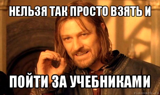 нельзя так просто взять и пойти за учебниками, Мем Нельзя просто так взять и (Боромир мем)