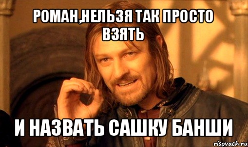 роман,нельзя так просто взять и назвать сашку банши, Мем Нельзя просто так взять и (Боромир мем)