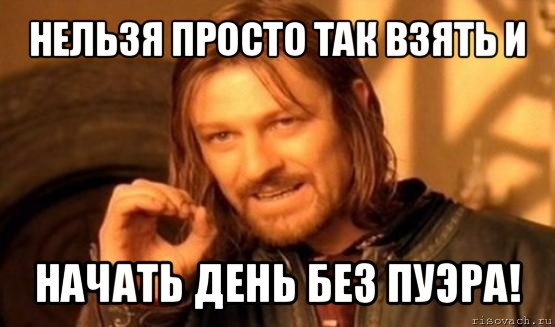 нельзя просто так взять и начать день без пуэра!, Мем Нельзя просто так взять и (Боромир мем)