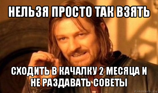 нельзя просто так взять сходить в качалку 2 месяца и не раздавать советы, Мем Нельзя просто так взять и (Боромир мем)