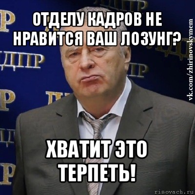 отделу кадров не нравится ваш лозунг? хватит это терпеть!, Мем Хватит это терпеть (Жириновский)